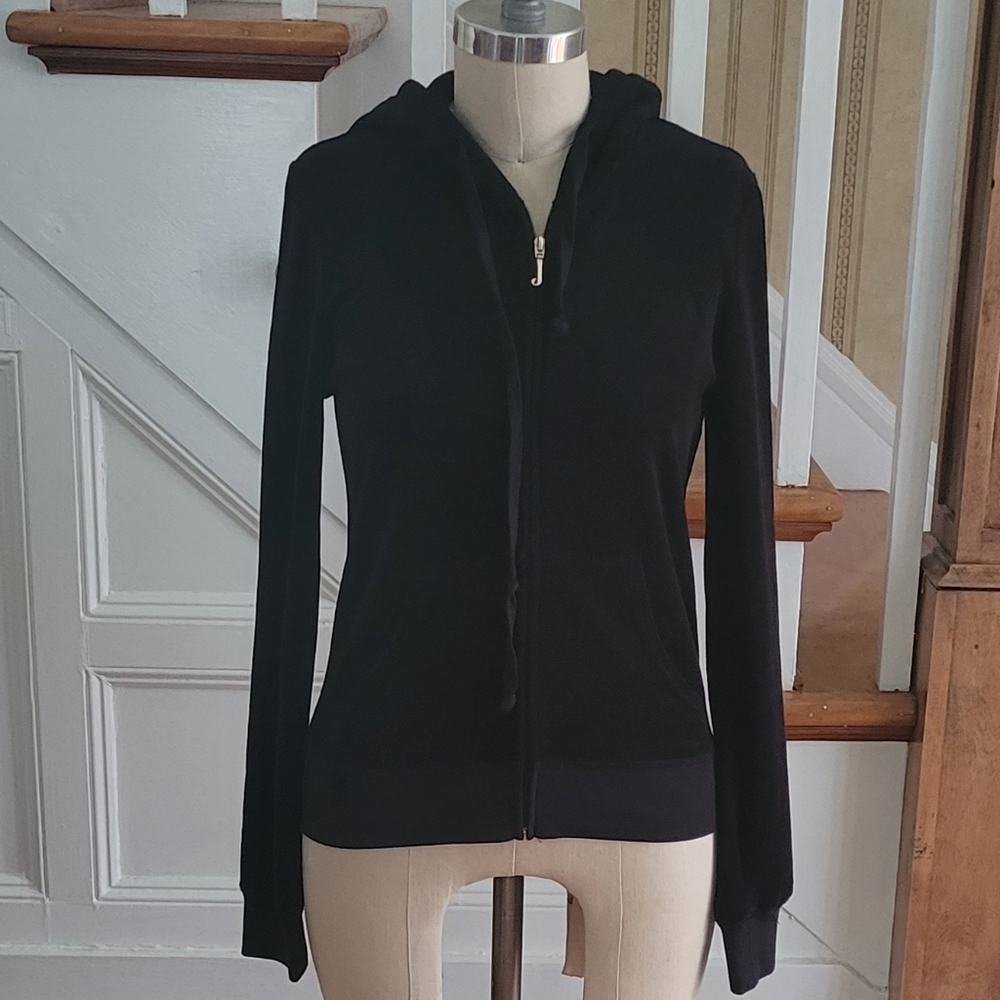 Juicy Couture Zip Up Black Hoodie Sweater Size Small - Picture 3 of 7